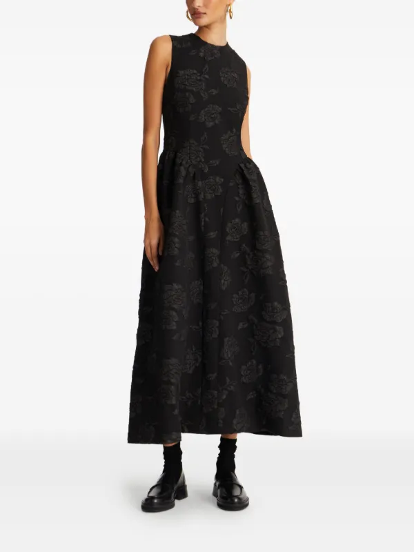rotate floral jacquard midi dress Rotate - Midi dress in tone-on-tone floral pattern for Woman - Size 40 - Brown