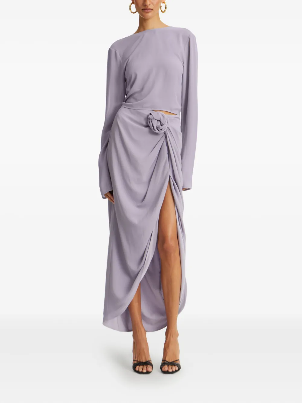 ROTATE BIRGER CHRISTENSEN knot-embellished crepe skirt Paars
