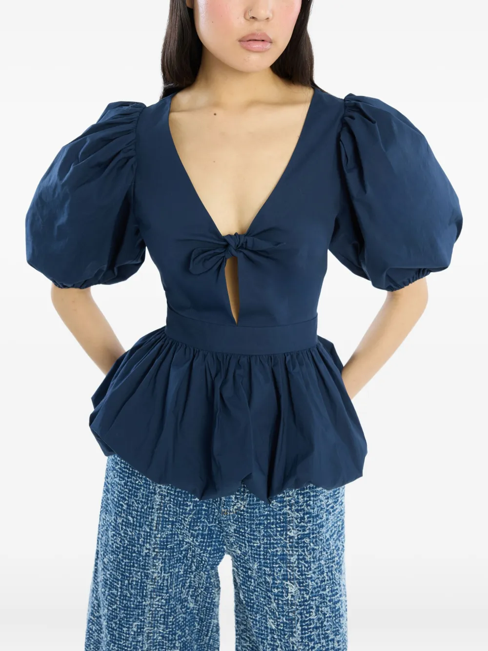 ROTATE BIRGER CHRISTENSEN Top met pofmouwen Blauw