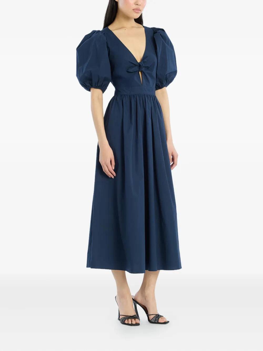 ROTATE BIRGER CHRISTENSEN Midi-jurk met pofmouwen Blauw