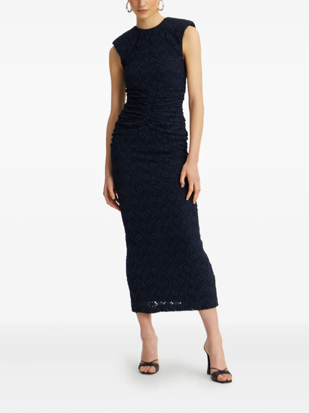 ROTATE BIRGER CHRISTENSEN Midi-jurk met bloemenkant Blauw