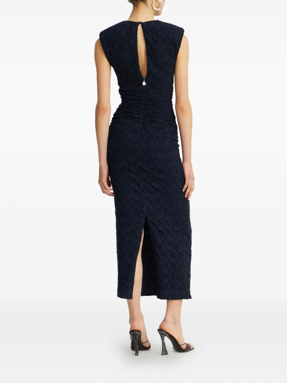 ROTATE BIRGER CHRISTENSEN Midi-jurk met bloemenkant Blauw