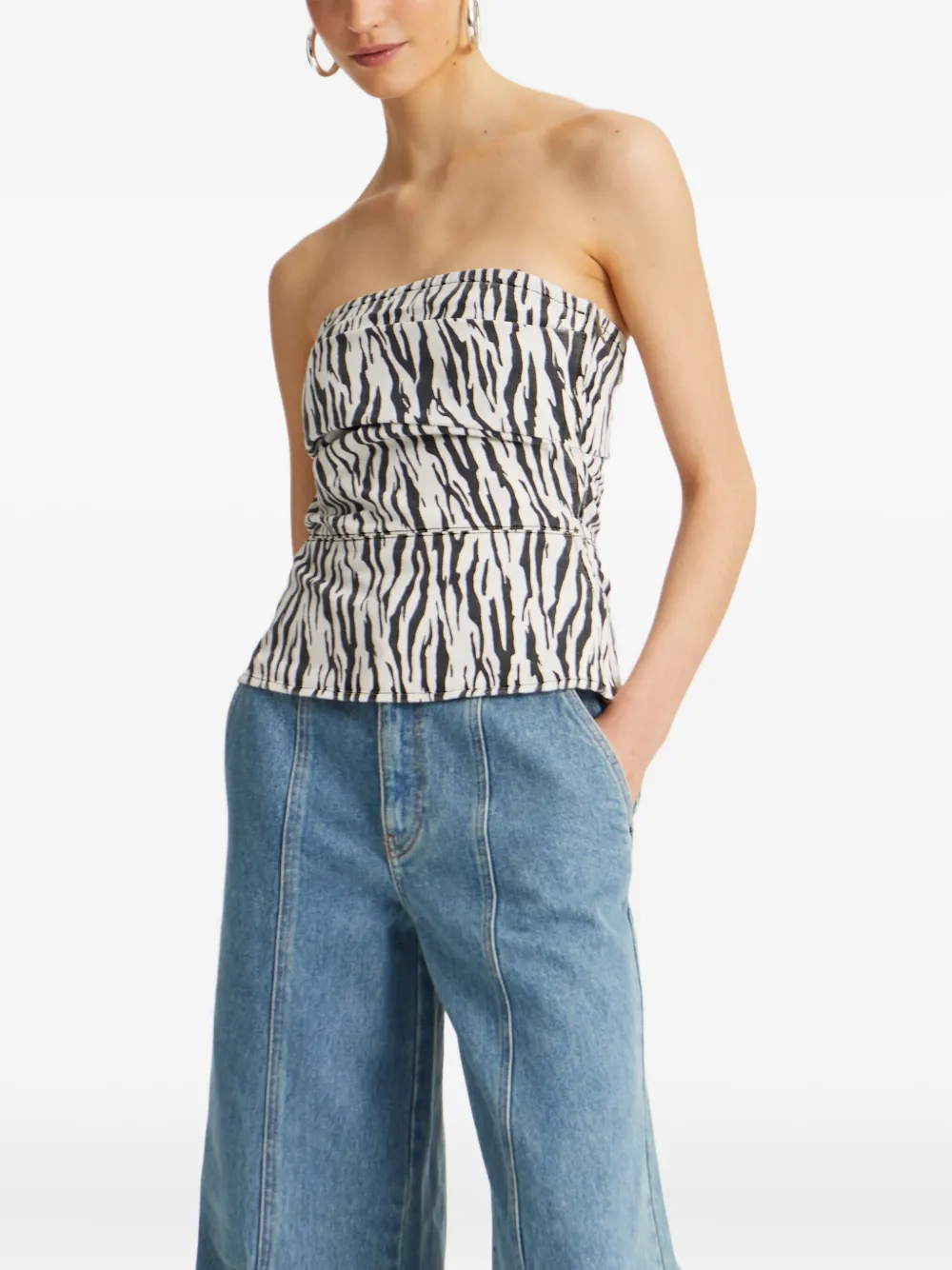 ROTATE BIRGER CHRISTENSEN Strapless top met zebraprint Blauw