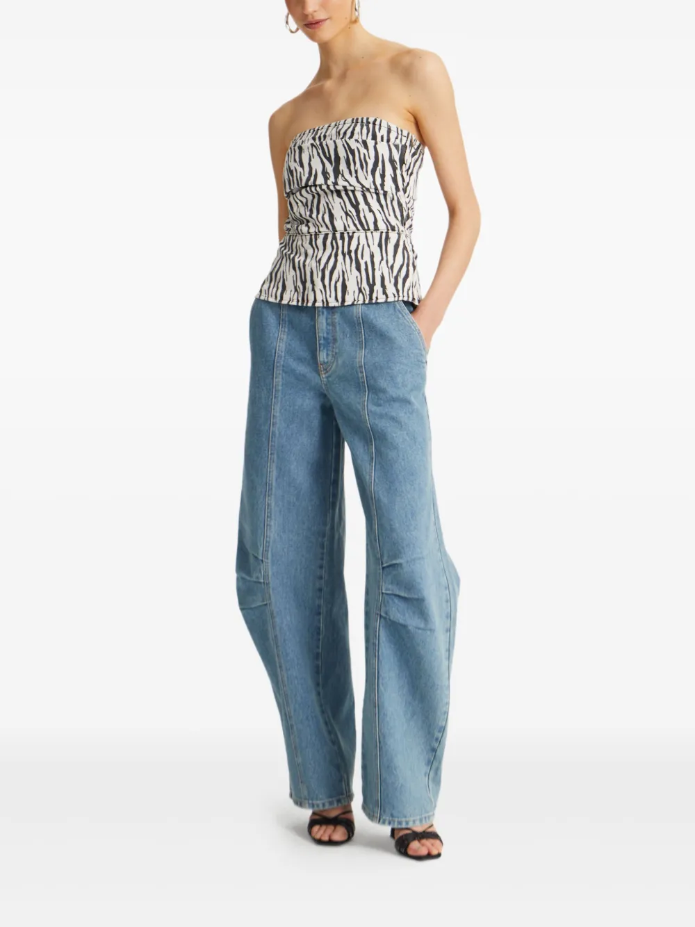 ROTATE BIRGER CHRISTENSEN Strapless top met zebraprint Blauw