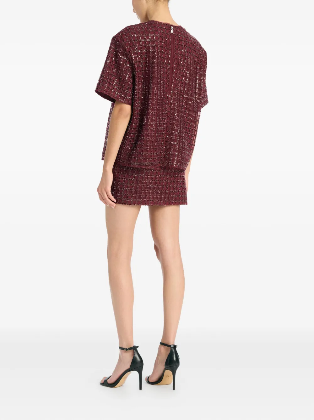 ROTATE BIRGER CHRISTENSEN Mini-rok met patroon en pailletten Rood