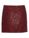 ROTATE BIRGER CHRISTENSEN grid-pattern sequin-embellished mini skirt - Red
