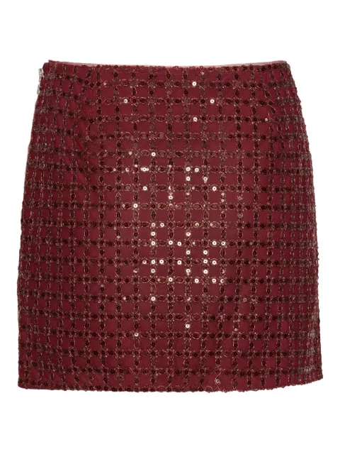 ROTATE BIRGER CHRISTENSEN grid-pattern sequin-embellished mini skirt