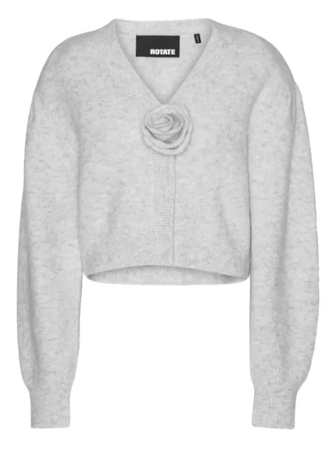 ROTATE BIRGER CHRISTENSEN puff-sleeve rose-embellished cardigan