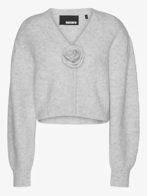ROTATE BIRGER CHRISTENSEN puff-sleeve rose-embellished cardigan