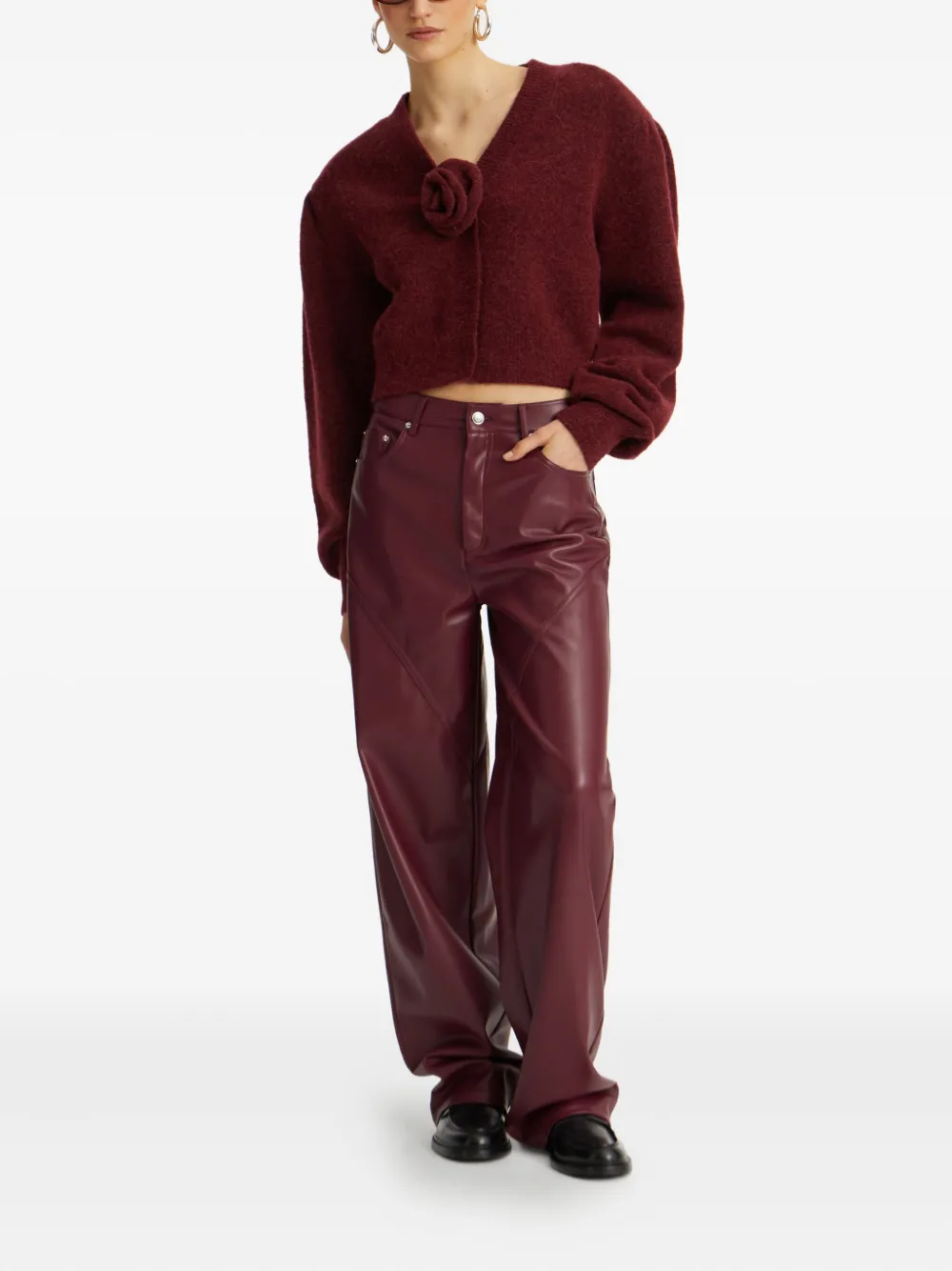 ROTATE BIRGER CHRISTENSEN Broek met knoopsluiting en vlakken Rood