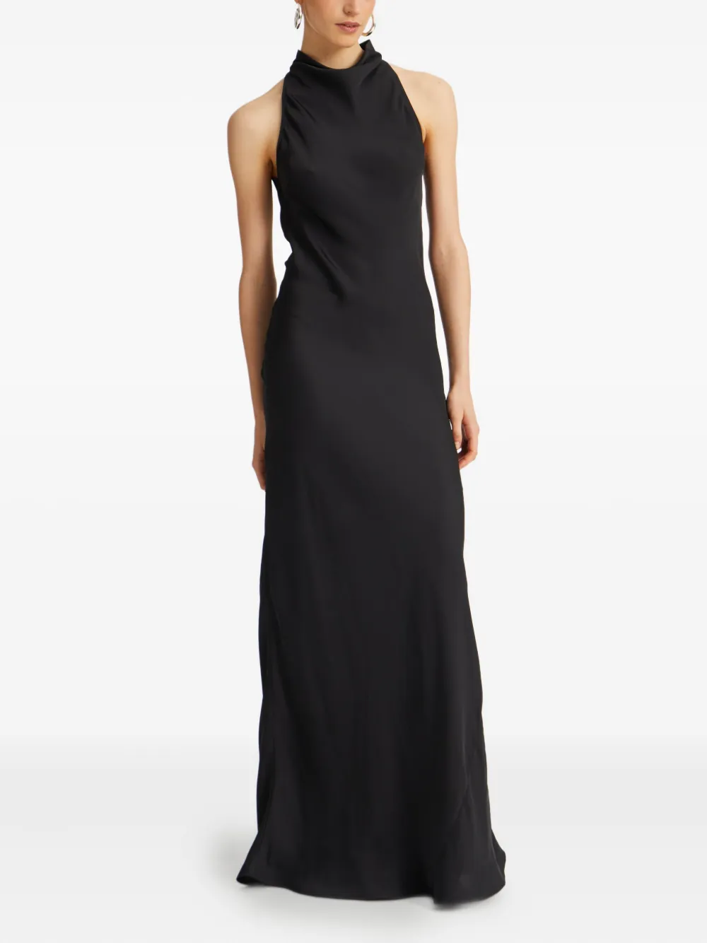 ROTATE BIRGER CHRISTENSEN Maxi-jurk met halternek Zwart
