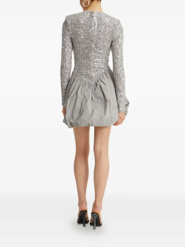 rotate birger christensen silver dress Rotate By Birger Christensen Sequin-embellished Bubble Mini Dress