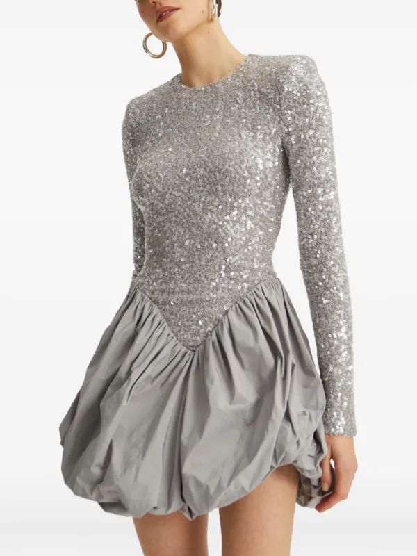 silver bubble dress Embellished Bubble Hem Mini Dress in Silver - 4
