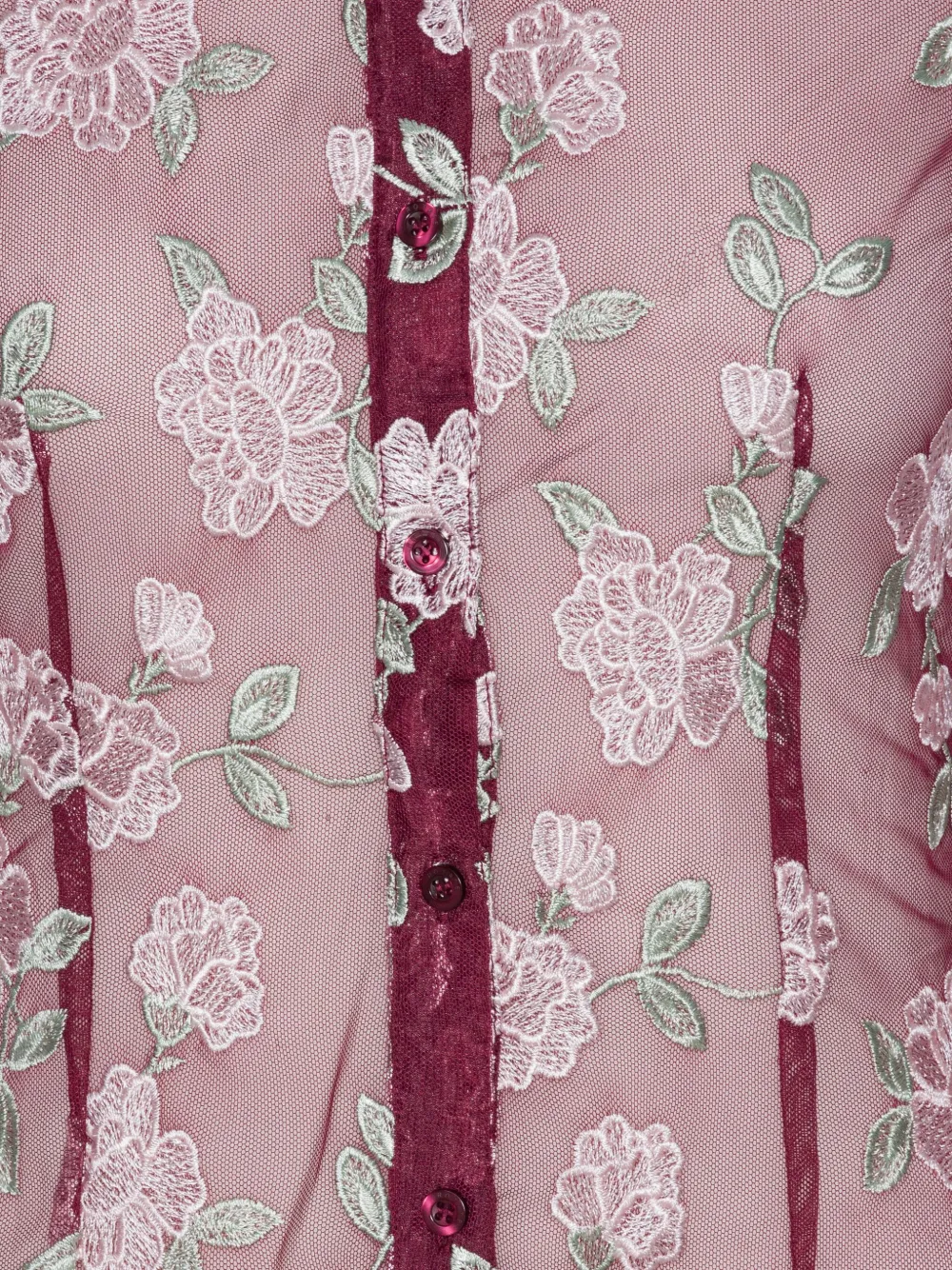 ROTATE BIRGER CHRISTENSEN Mesh blouse met geborduurde bloemen Rood