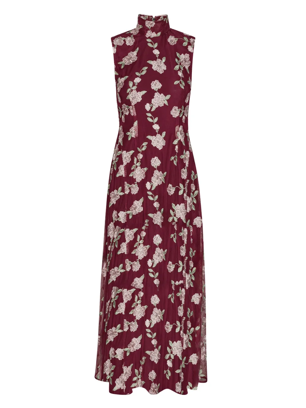 ROTATE BIRGER CHRISTENSEN Mouwloze maxi-jurk met geborduurde bloemen Rood