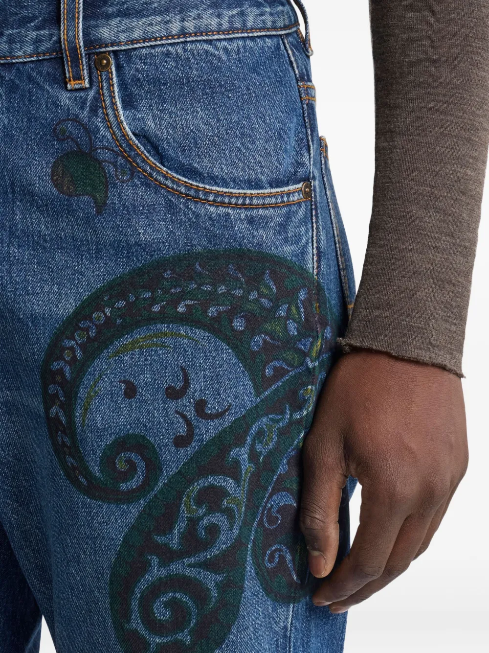 ETRO Jeans met paisley-print Blauw