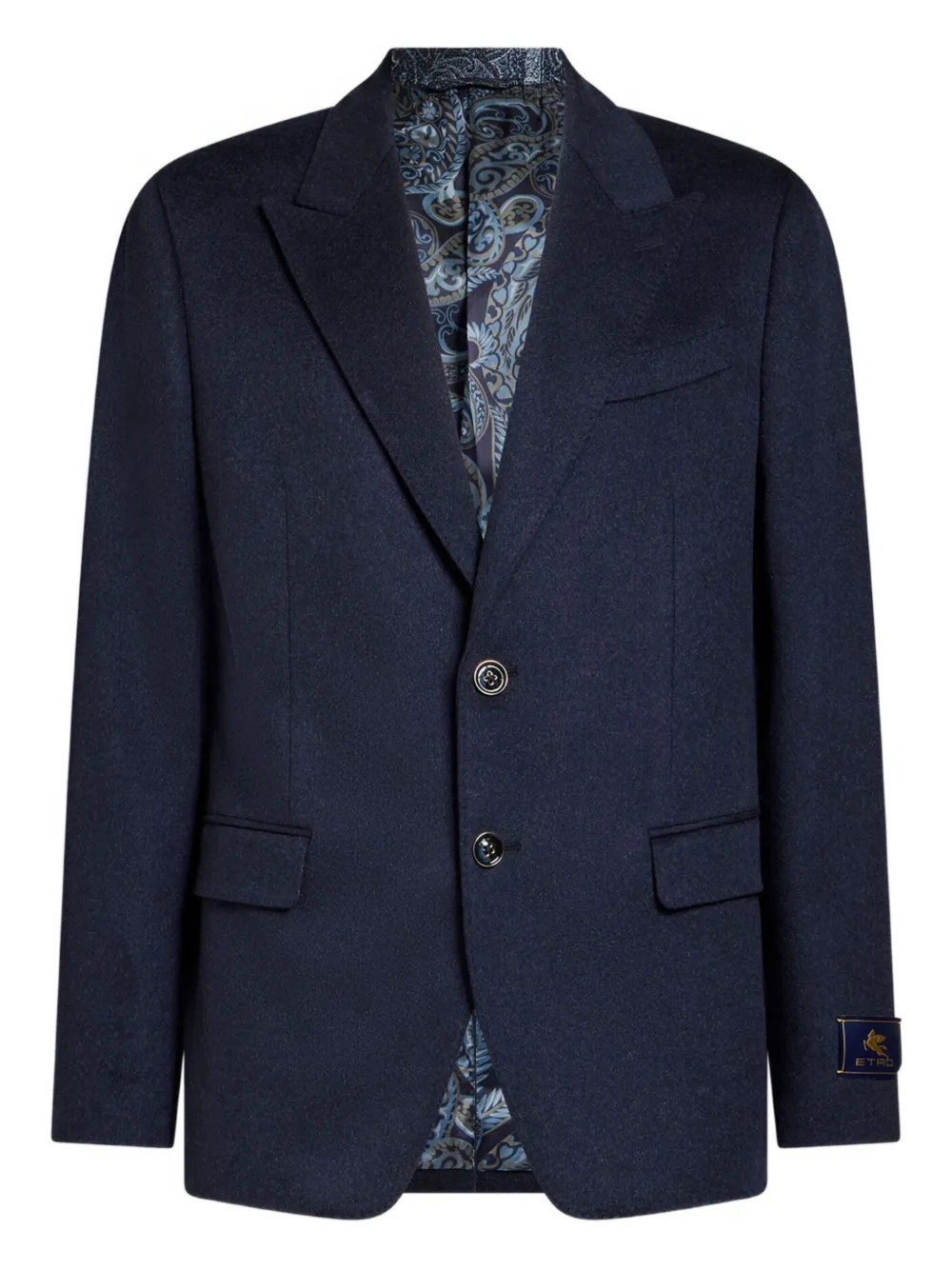 Etro Paisley-lined Cashmere Blazer In Blue