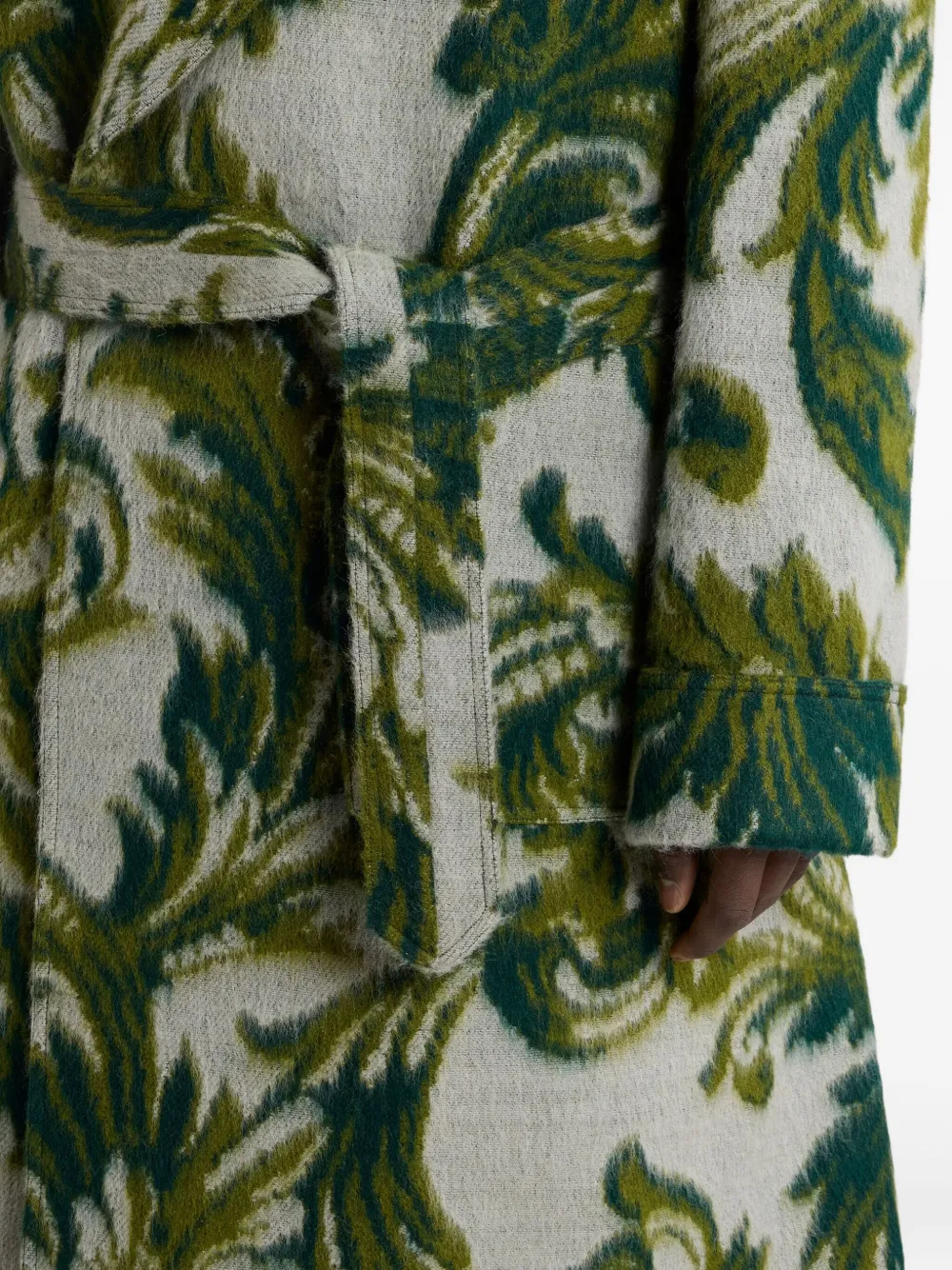 Etro Jacquard Robe Coat In Green