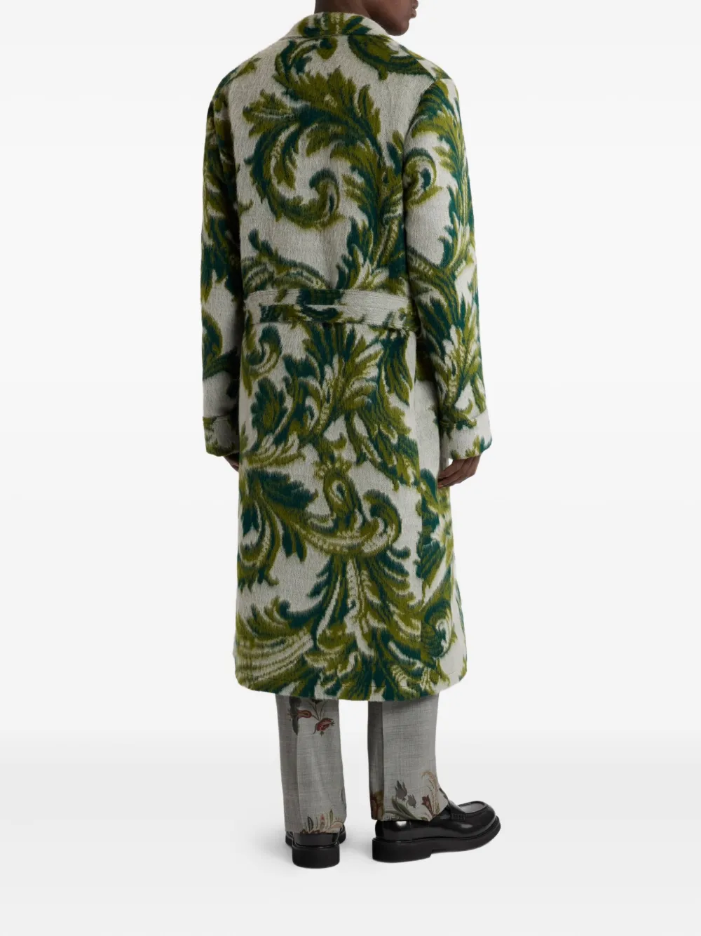 Etro Jacquard Robe Coat In Green