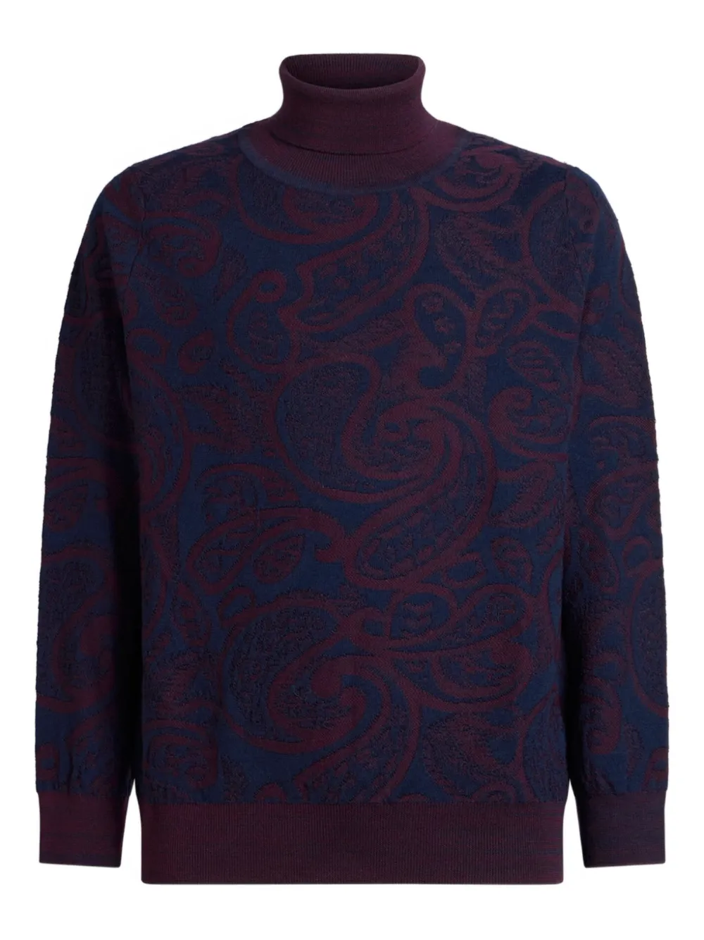 ETRO paisley jacquard turtleneck sweater Blauw
