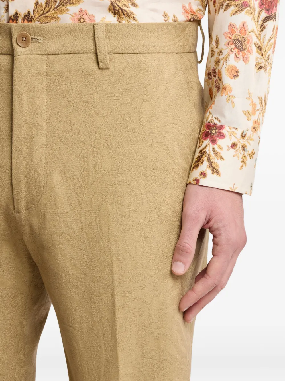 Etro Paisley-jacquard Trousers In Burgundy
