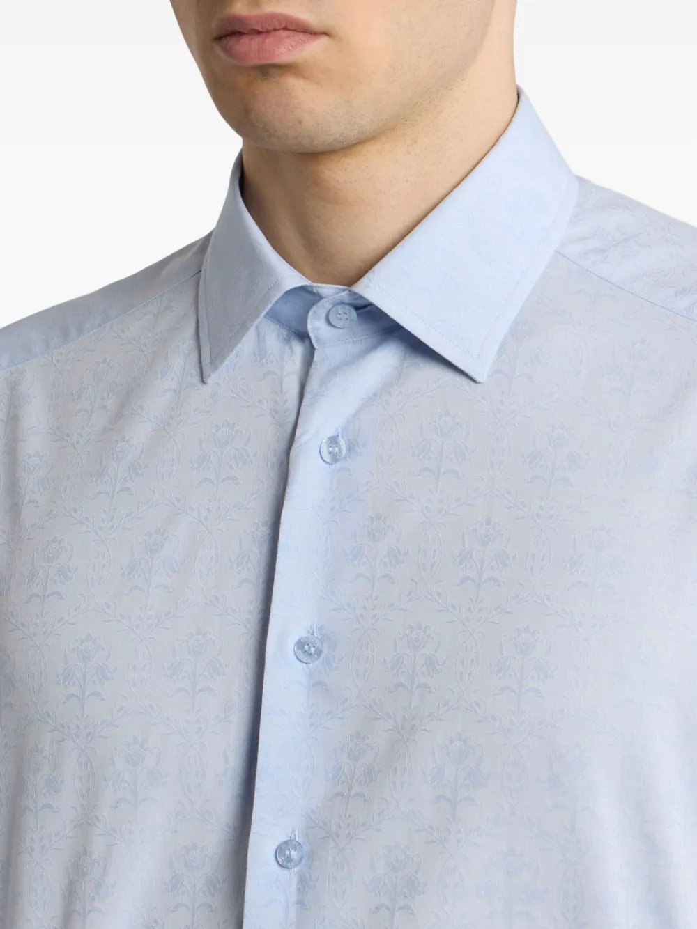 ETRO Overhemd met bloemen-jacquard Blauw