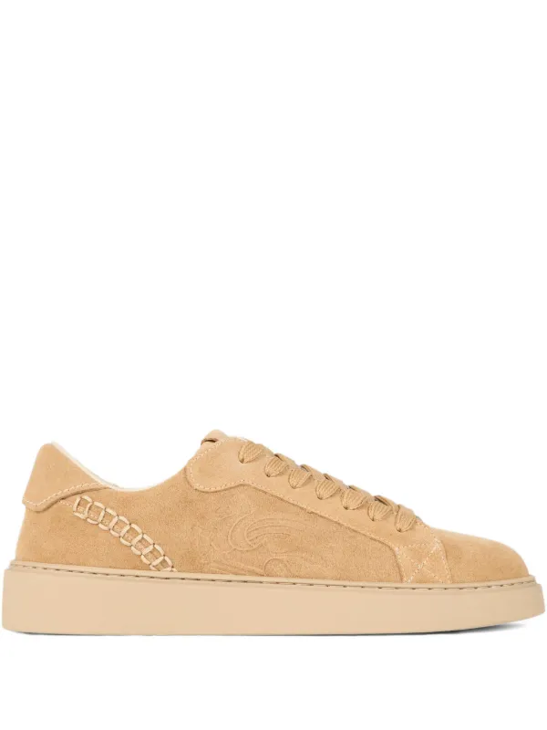 Etro Embroidered Suede Sneakers in Neutrals