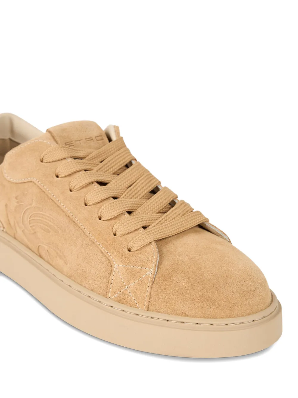 ETRO embroidered suede sneakers Neutrals