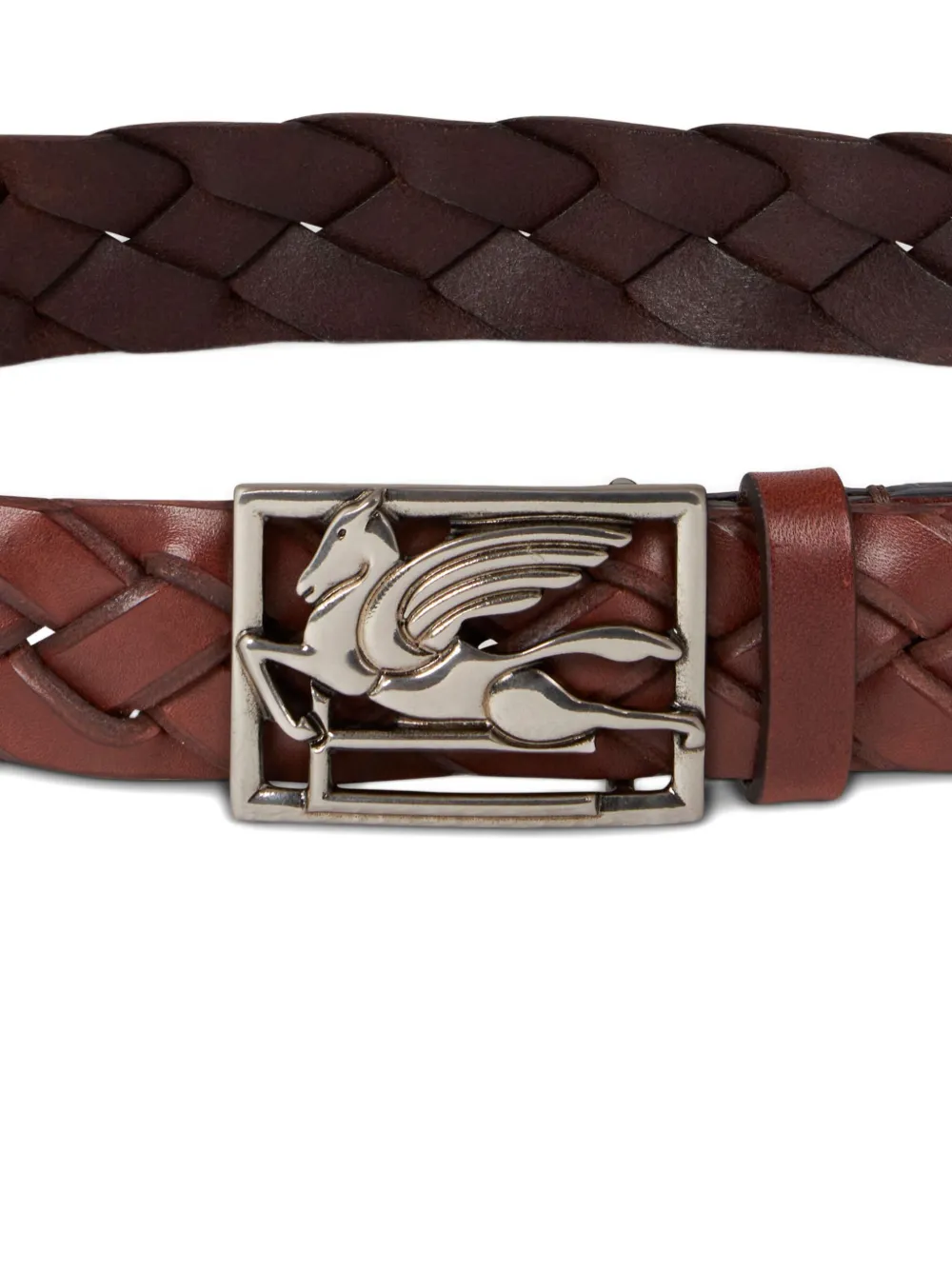 ETRO Pegaso geweven leren riem - Bruin
