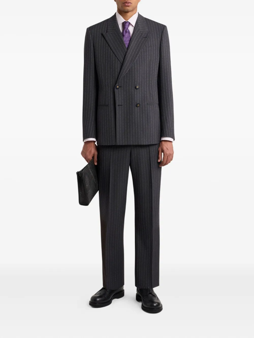 ETRO pinstriped logo trousers Grijs
