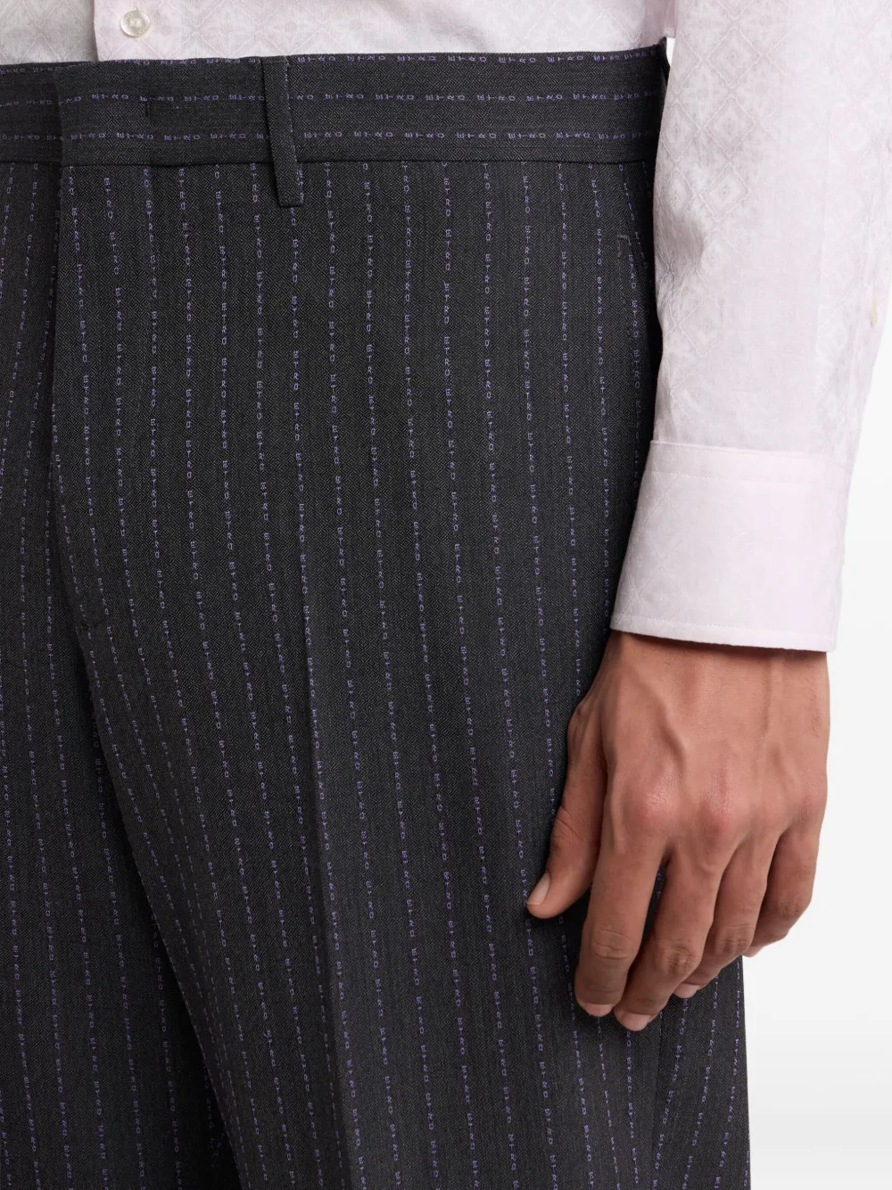 ETRO pinstriped logo trousers Grijs