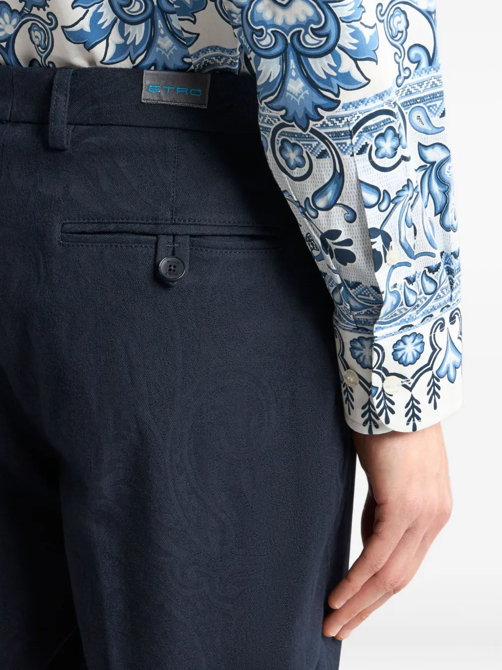 ETRO Pantalon met paisley-jacquard Blauw