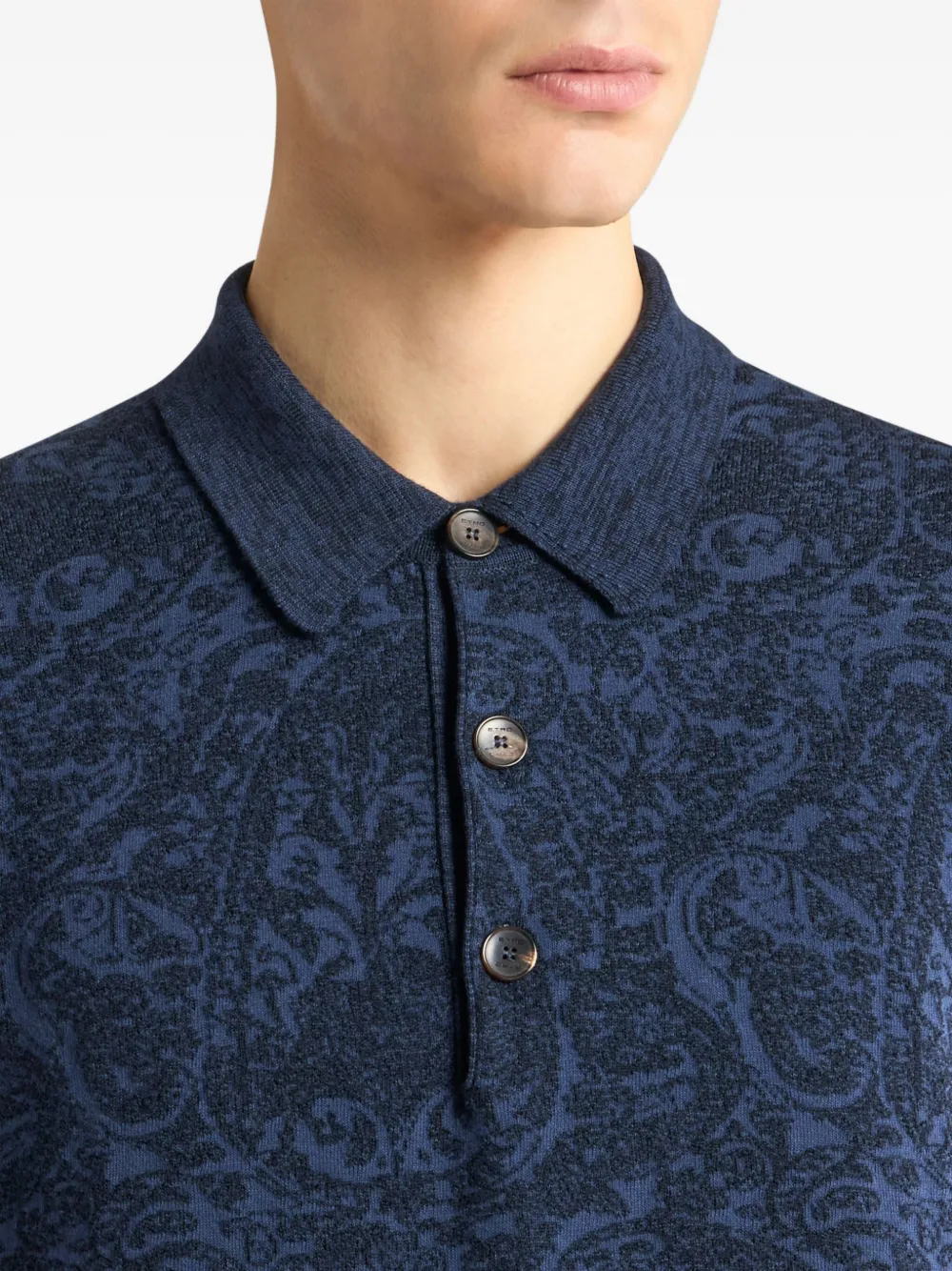 ETRO paisley jacquard polo shirt Blauw