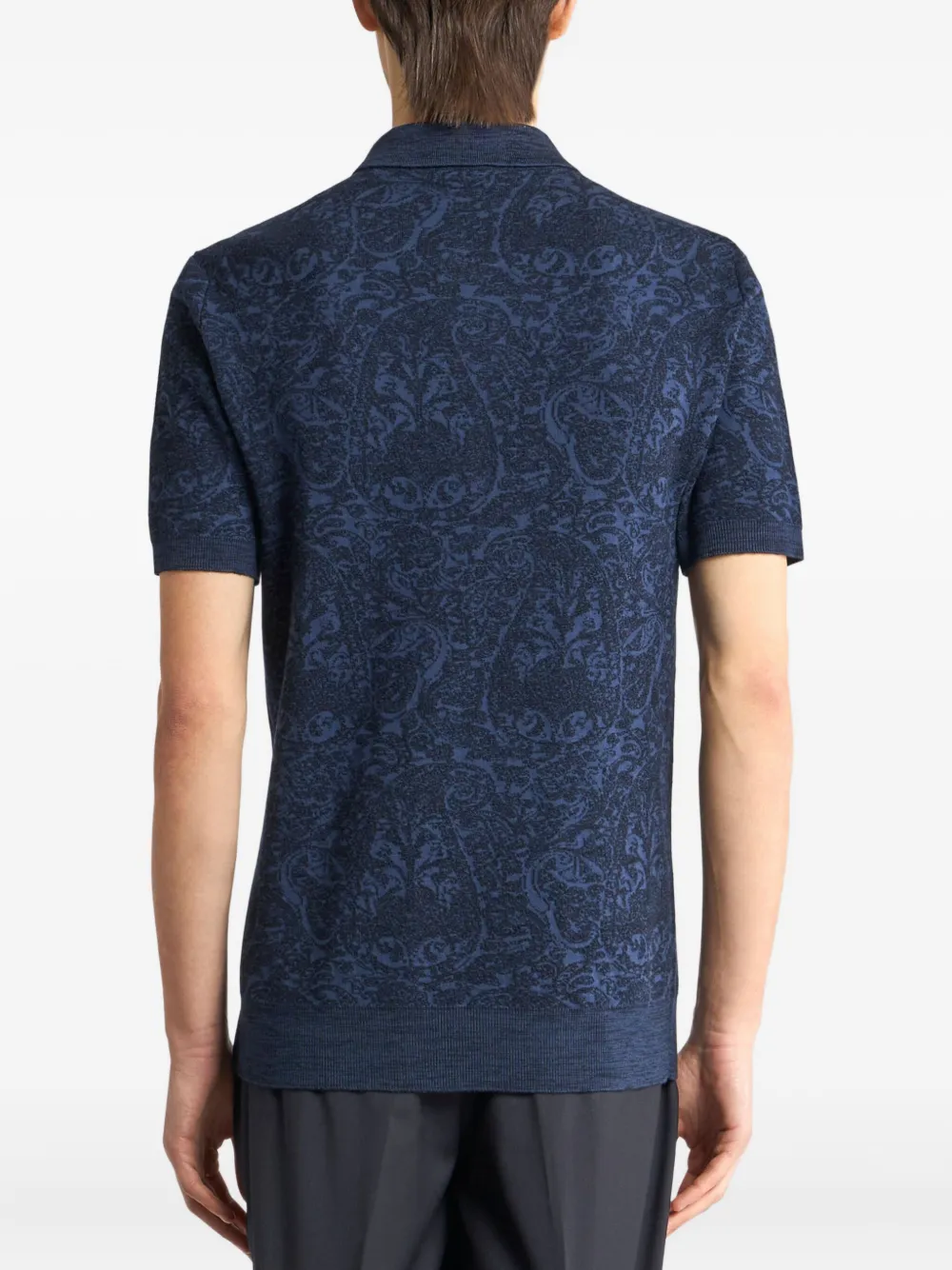 ETRO paisley jacquard polo shirt Blauw
