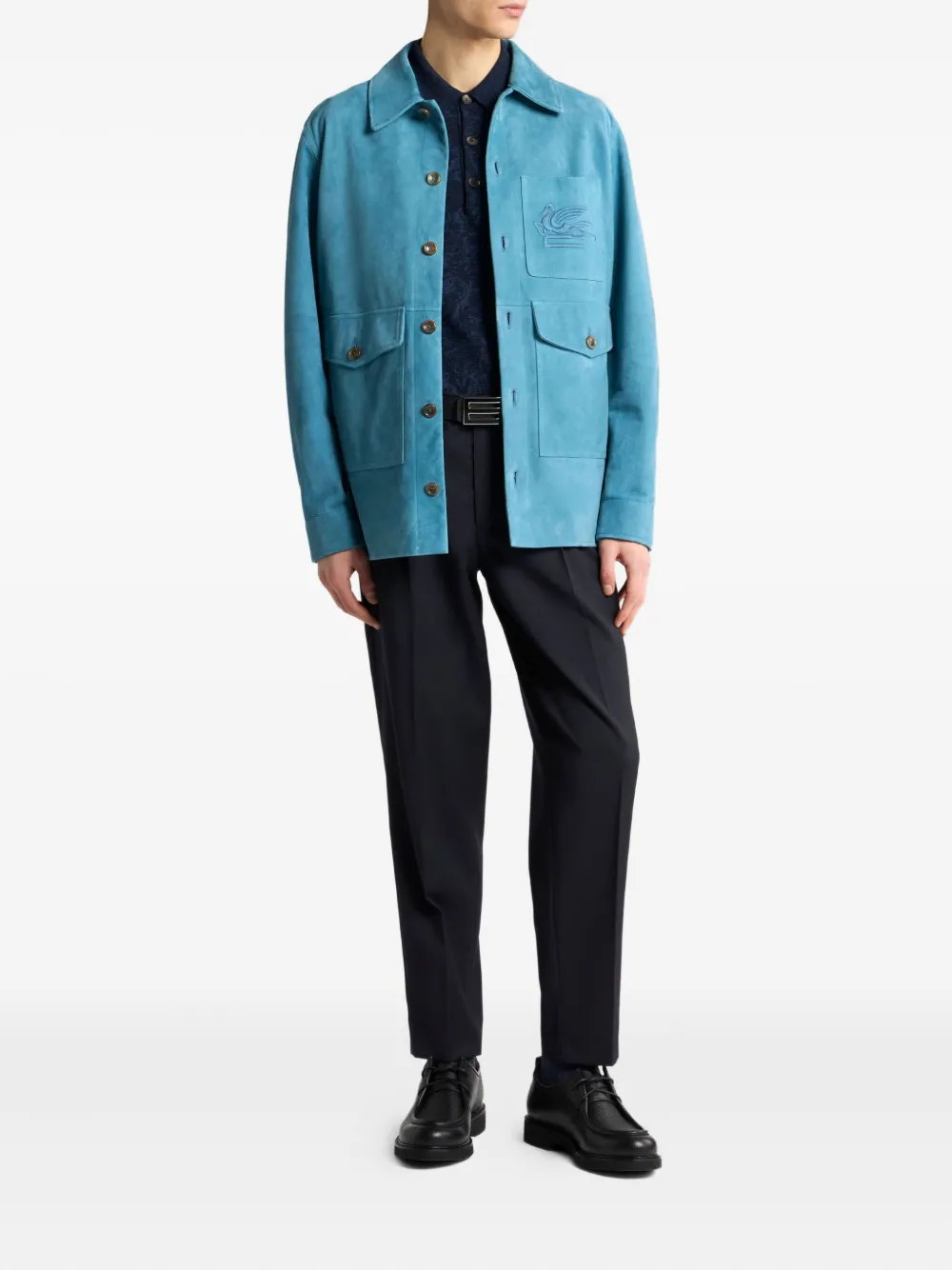 ETRO paisley jacquard polo shirt Blauw