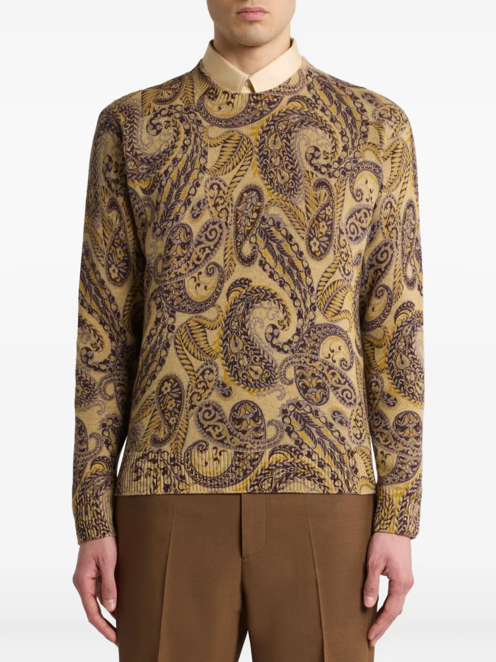 ETRO Wollen trui met paisley-print Beige