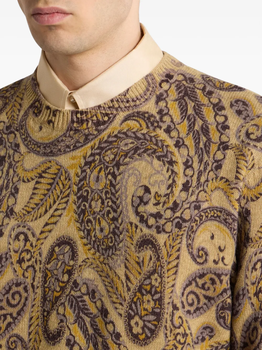ETRO Wollen trui met paisley-print Beige