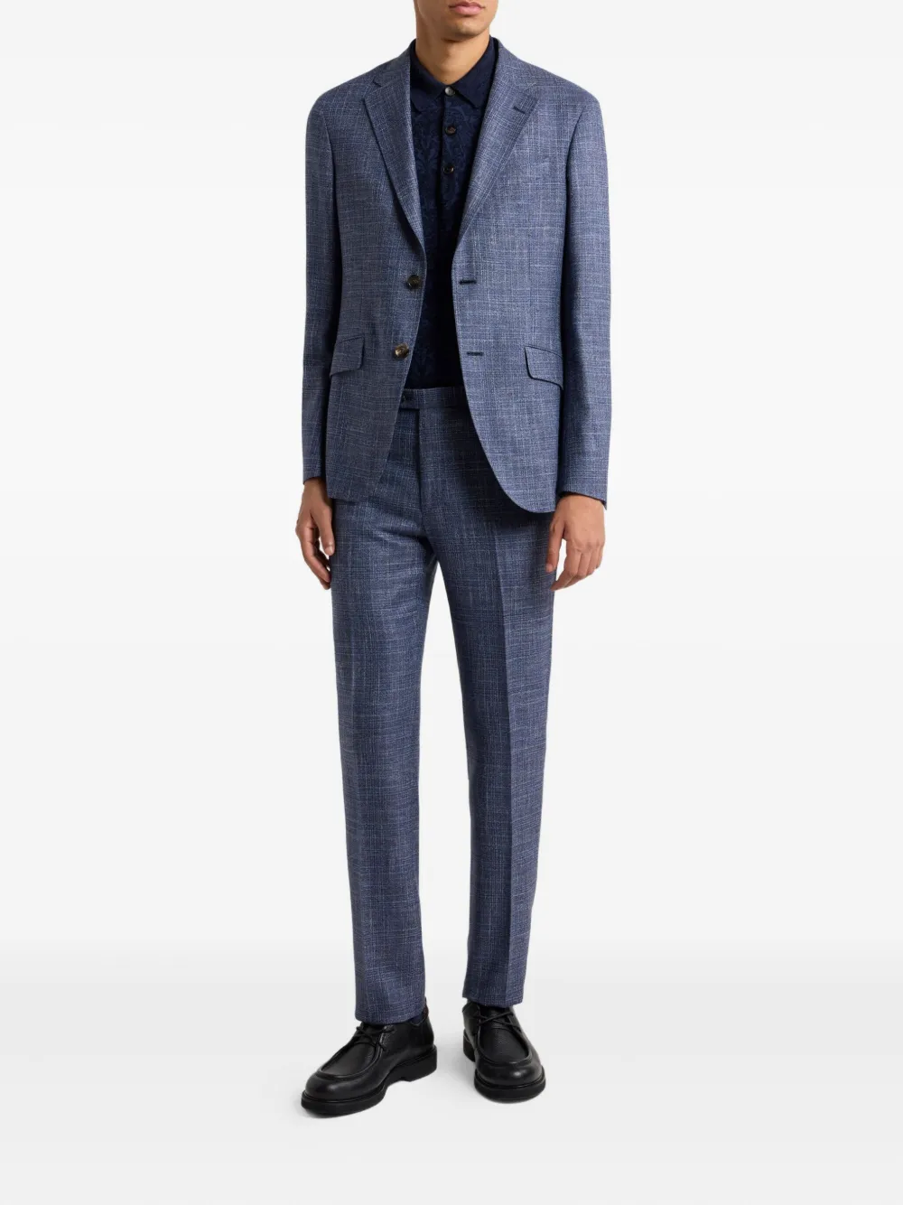 ETRO Geruit wollen pak Blauw