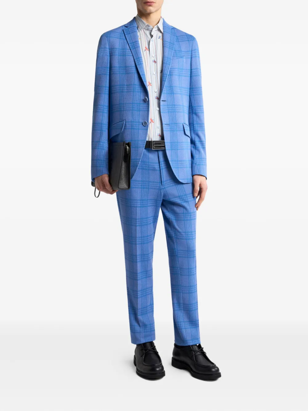 ETRO bird-print striped shirt Blauw