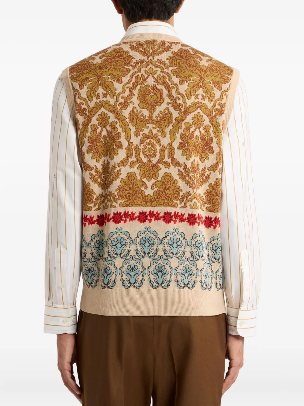 ETRO jacquard-pattern v-neck waistcoat Bruin