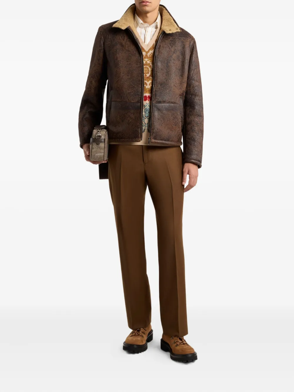ETRO jacquard-pattern v-neck waistcoat Bruin