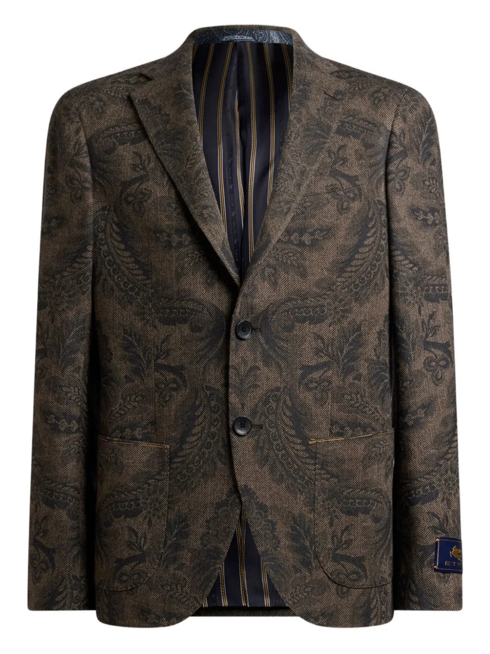 ETRO Wollen blazer met paisley-print Bruin