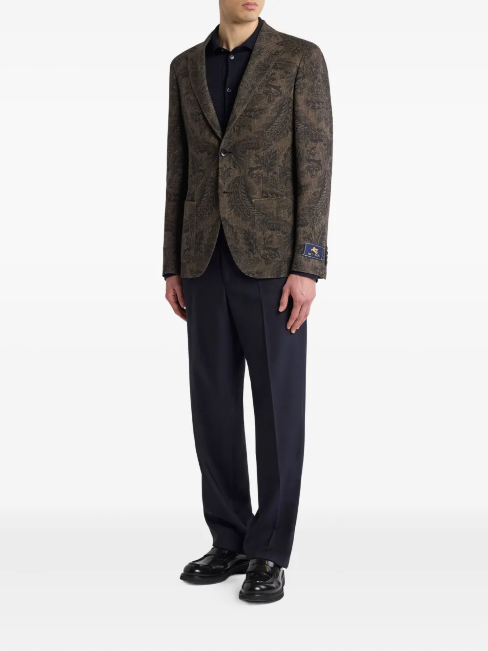 ETRO Wollen blazer met paisley-print Bruin