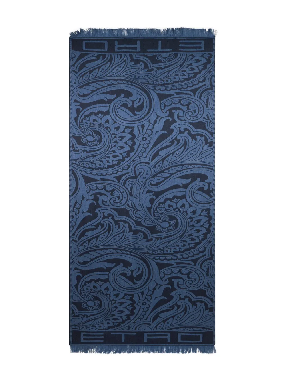 Etro Paisley-pattern Wool-silk Blend Scarf In Blue