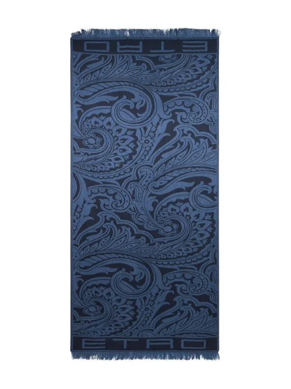 ETRO ペイズリーウールシルク スカーフ | ブルー | FARFETCH JP