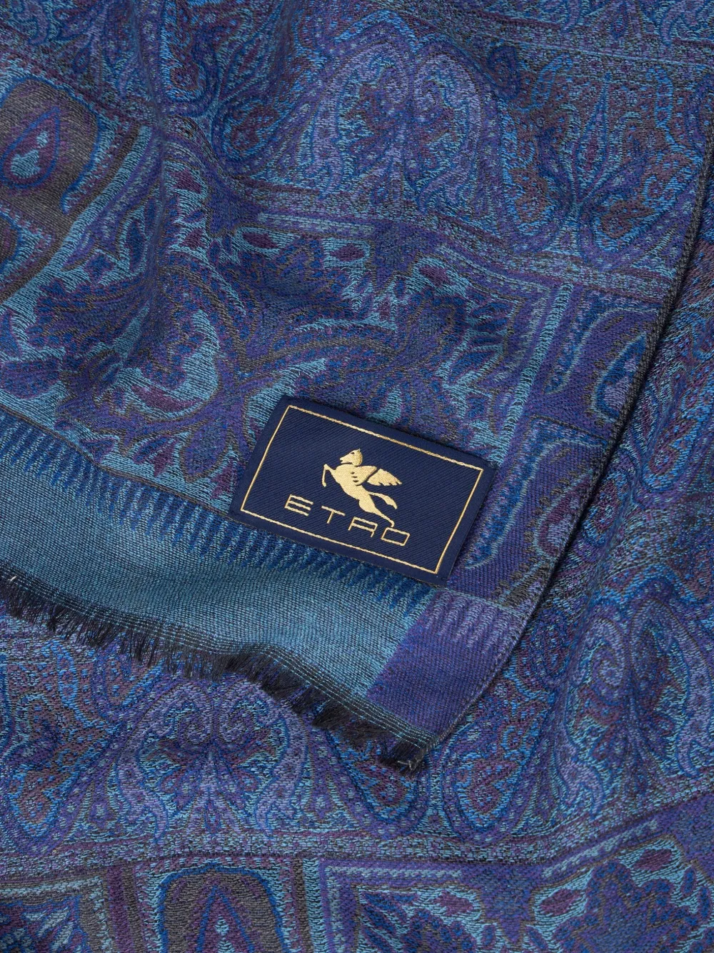 ETRO paisley jacquard scarf Blauw