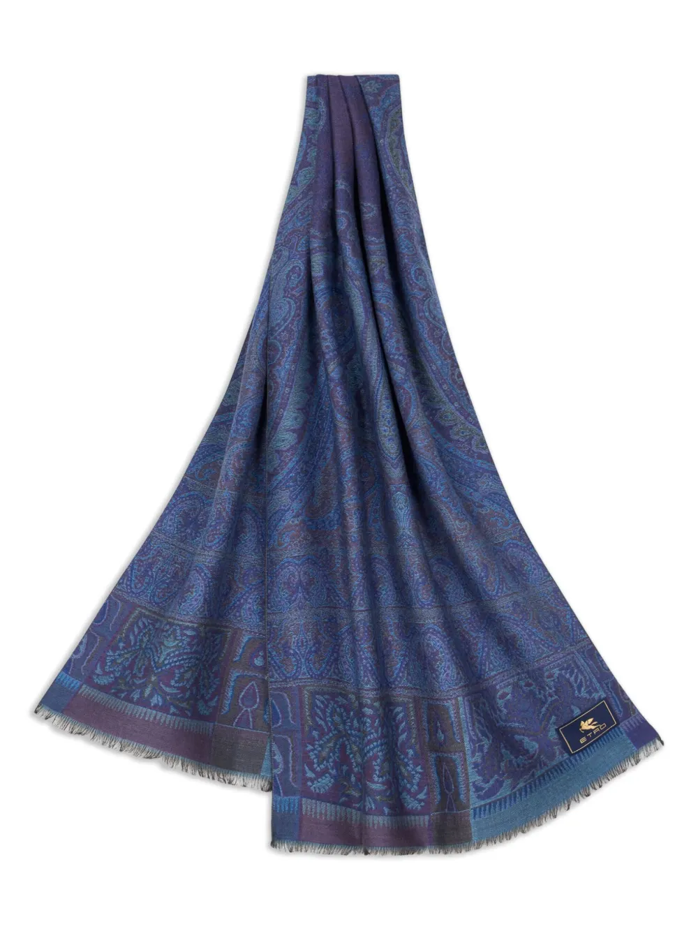 ETRO paisley jacquard scarf Blauw