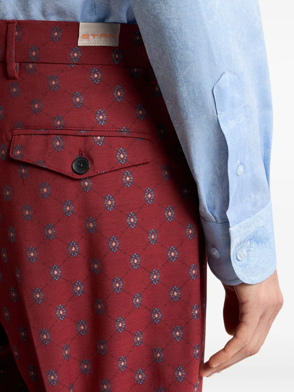 Etro Geometric-pattern Trousers In Red