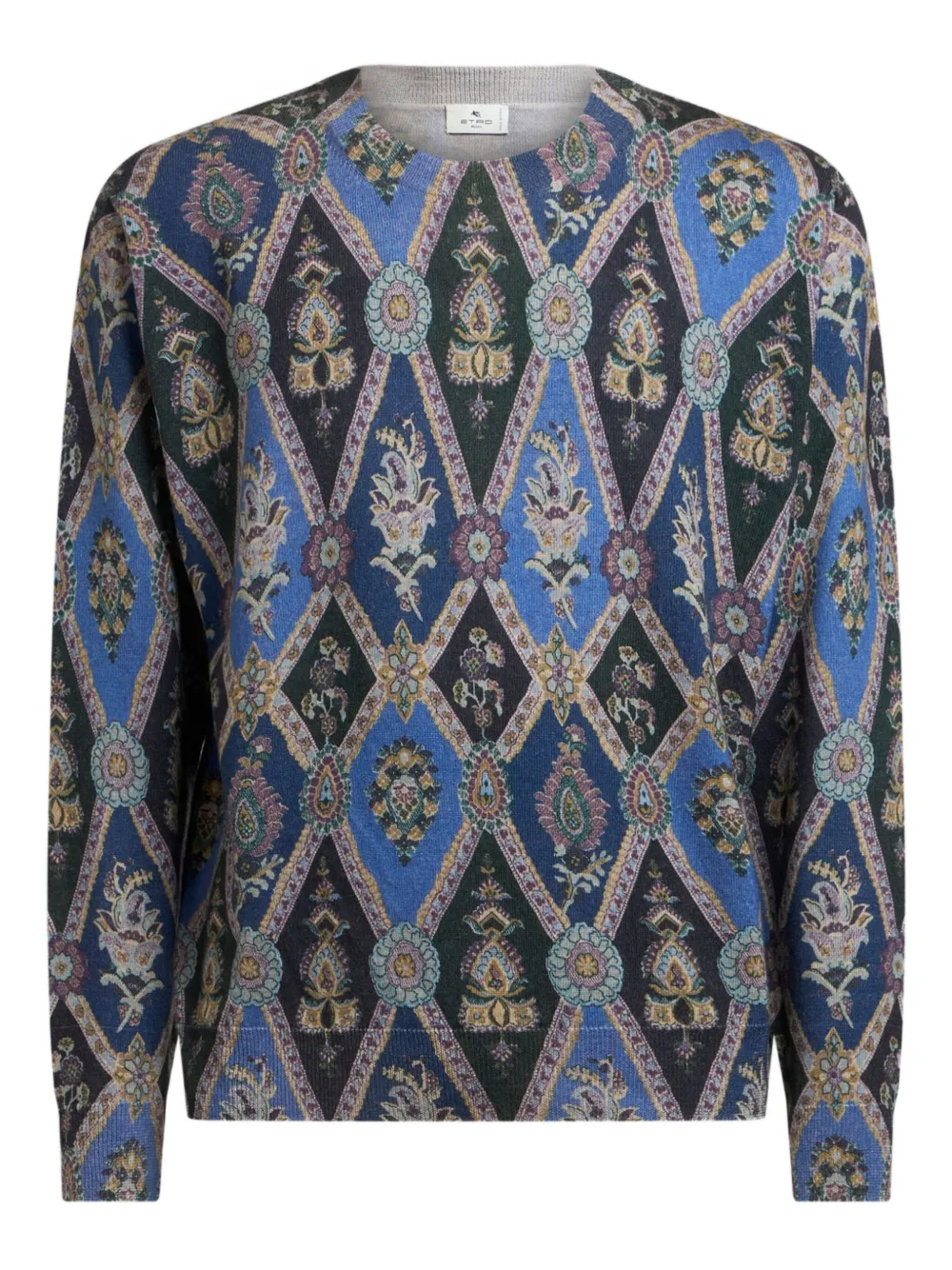 ETRO diamond-motif jacquard sweater Blauw
