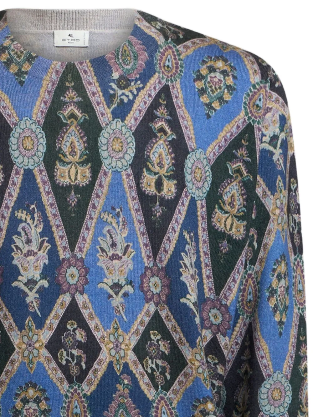 ETRO diamond-motif jacquard sweater Blauw